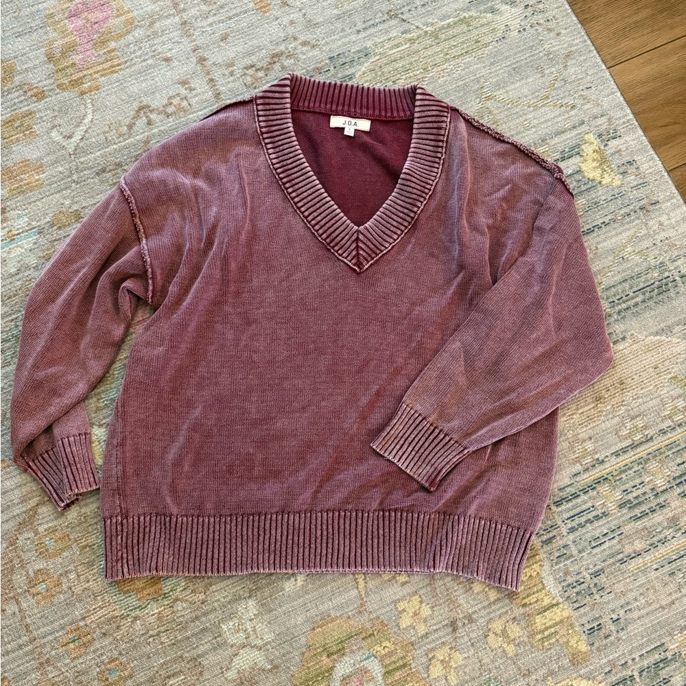 J.O.A. V-Neck Sweater - Dusty Rose